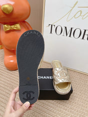 CHANEL 26S WEDGE SANDALS IN GOLD LAMBSKIN