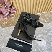 KITTY SANDALS 70 IN BLACK SHINY LEATHER