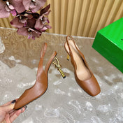 KNOT PUMP 9 CM IN BRONZE BROWN CALFSKIN WITH GOLD FINISHED METAL HEEL