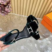 JULY SANDAL 105 MM IN TEAL GREEN VELVET