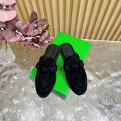 OPEN-BACK LOAFER REALISED IN BLACK SUEDE