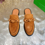 OPEN-BACK LOAFER REALISED IN CINNAMON BROWN SUEDE