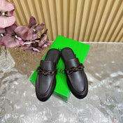 OPEN-BACK LOAFER REALISED IN CHESTNUT BROWN SOLF CALFSKIN
