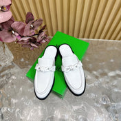 OPEN-BACK LOAFER REALISED IN WHITE SOLF CALFSKIN