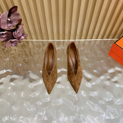 HM 25S HIGH-HEEL WEDGE SHOES 50 MM IN BROWN SUEDE