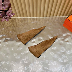 HM 25S HIGH-HEEL WEDGE SHOES 50 MM IN BROWN SUEDE