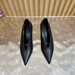 HM 25S HIGH-HEEL WEDGE SHOES 50 MM IN BLACK LAMBSKIN