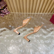VALENTINO 25S HIGH-HEEL MULES 60 MM IN WARM BEIGE PATENT CALFSKIN WITH CRYSTAL-EMBELLISHED STRAP