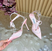 JIMMY CHOO 26S HIGH HEELS 105 MM IN LIGHT PINK MESH AND SATIN