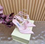 JIMMY CHOO 26S HIGH HEELS 105 MM IN LIGHT PINK MESH AND SATIN
