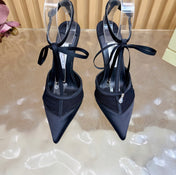 JIMMY CHOO 26S HIGH HEELS 105 MM IN BLACK MESH AND SATIN