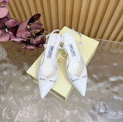 JIMMY CHOO 26S SLINGBACK HEELS 65 MM IN WHITE PATENT CALFSKIN