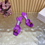 JIMMY CHOO 26S HIGH-HEEL SANDALS 100 MM IN PURPLE SUEDE STONE EMBELLISHMENT