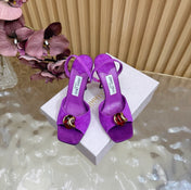 JIMMY CHOO 26S HIGH-HEEL SANDALS 100 MM IN PURPLE SUEDE STONE EMBELLISHMENT