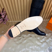 HM 26S PERFORATED HIGH-TOP BOOTS IN BLACK CALFSKIN