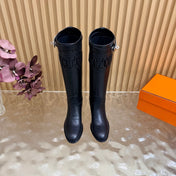 HM 26S PERFORATED HIGH-TOP BOOTS IN BLACK CALFSKIN