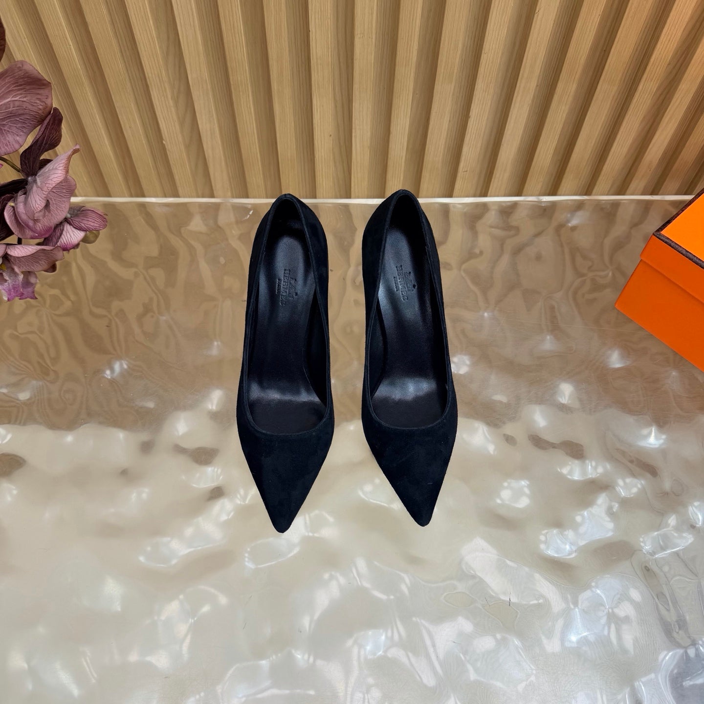HM 26S HIGH-HEEL 80 MM IN BLACK SUEDE