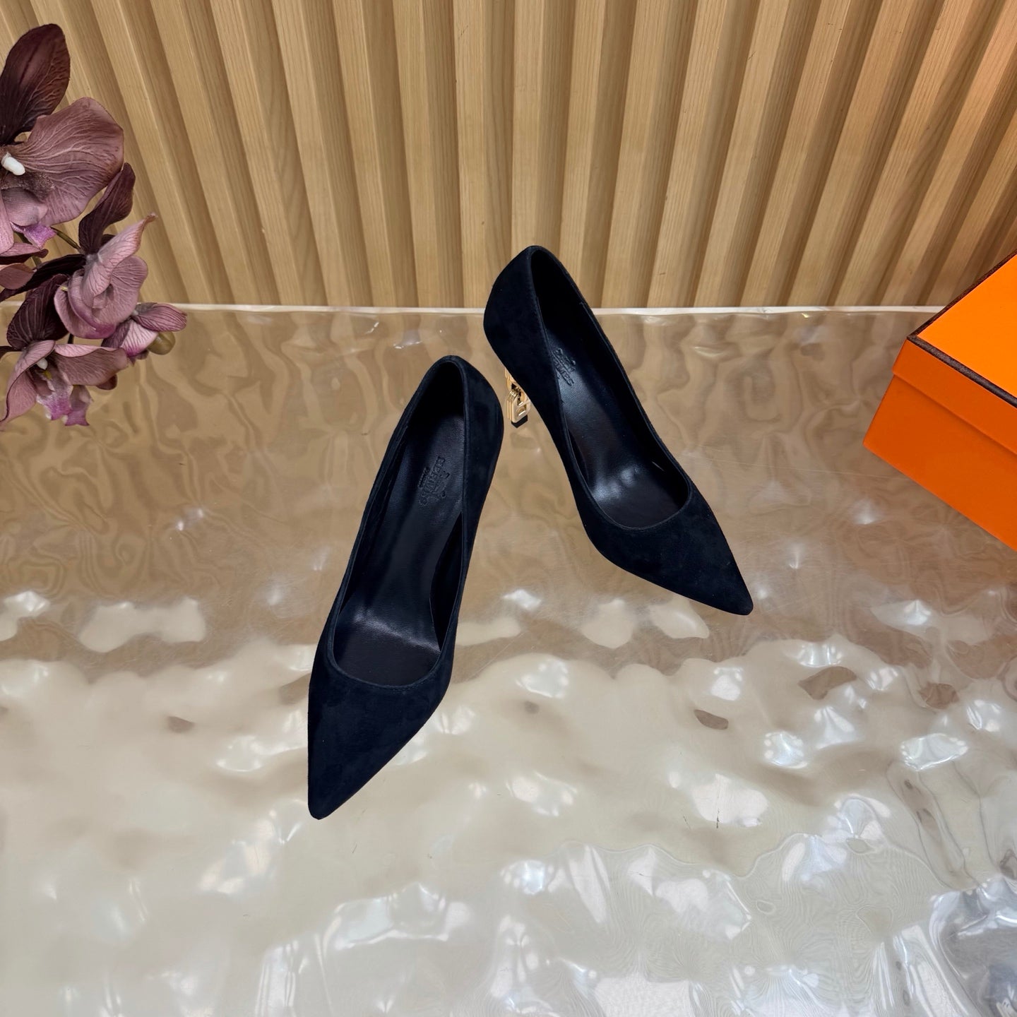 HM 26S HIGH-HEEL 80 MM IN BLACK SUEDE