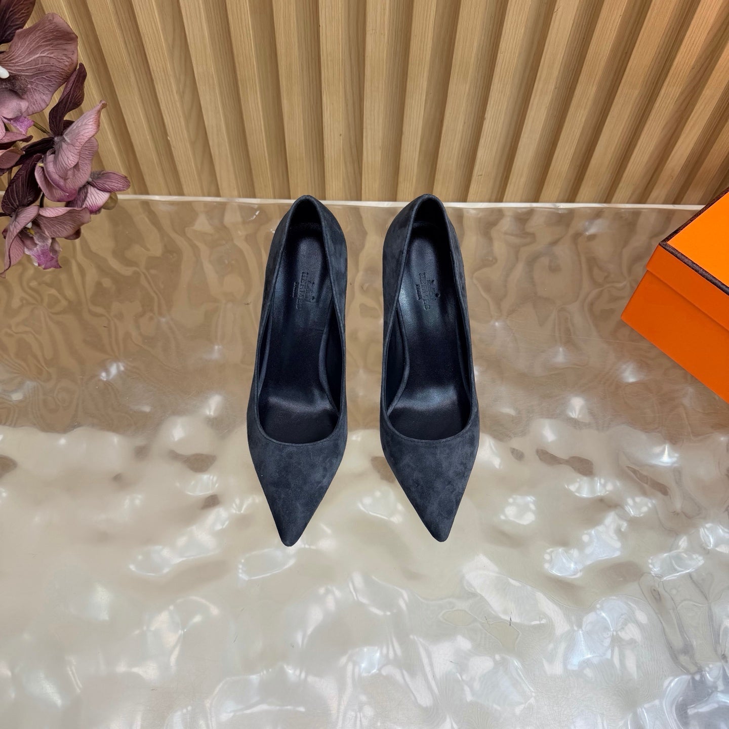 HM 26S HIGH-HEEL 80 MM IN DARK GREY SUEDE