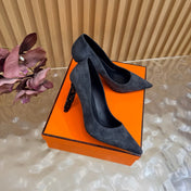 HM 26S HIGH-HEEL 80 MM IN DARK GREY SUEDE