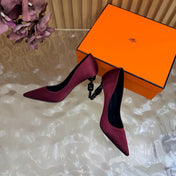 HM 26S HIGH-HEEL 80 MM IN DARK RED SATIN