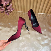 HM 26S HIGH-HEEL 80 MM IN DARK RED SATIN