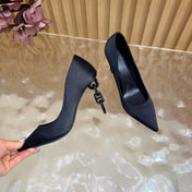 HM 26S HIGH-HEEL 80 MM IN BLACK SATIN