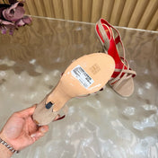 VALENTINO 26S STRAPPER HEEL SANDALS 100 MM IN BEIGE SUEDE