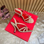 VALENTINO 26S STRAPPER HEEL SANDALS 100 MM IN BEIGE SUEDE