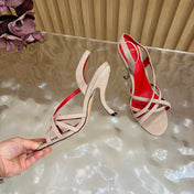 VALENTINO 26S STRAPPER HEEL SANDALS 100 MM IN BEIGE SUEDE