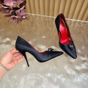 VALENTINO 26S HIGH-HEEL 100 MM IN BLACK GATHERED CALFSKIN