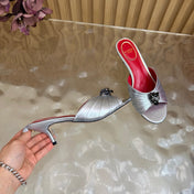 VALENTINO 26S HIGH-HEEL SANDALS 50 MM IN SILVER GATHERED CALFSKIN