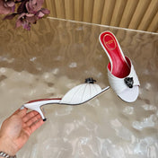 VALENTINO 26S HIGH-HEEL SANDALS 50 MM IN WHITE GATHERED CALFSKIN