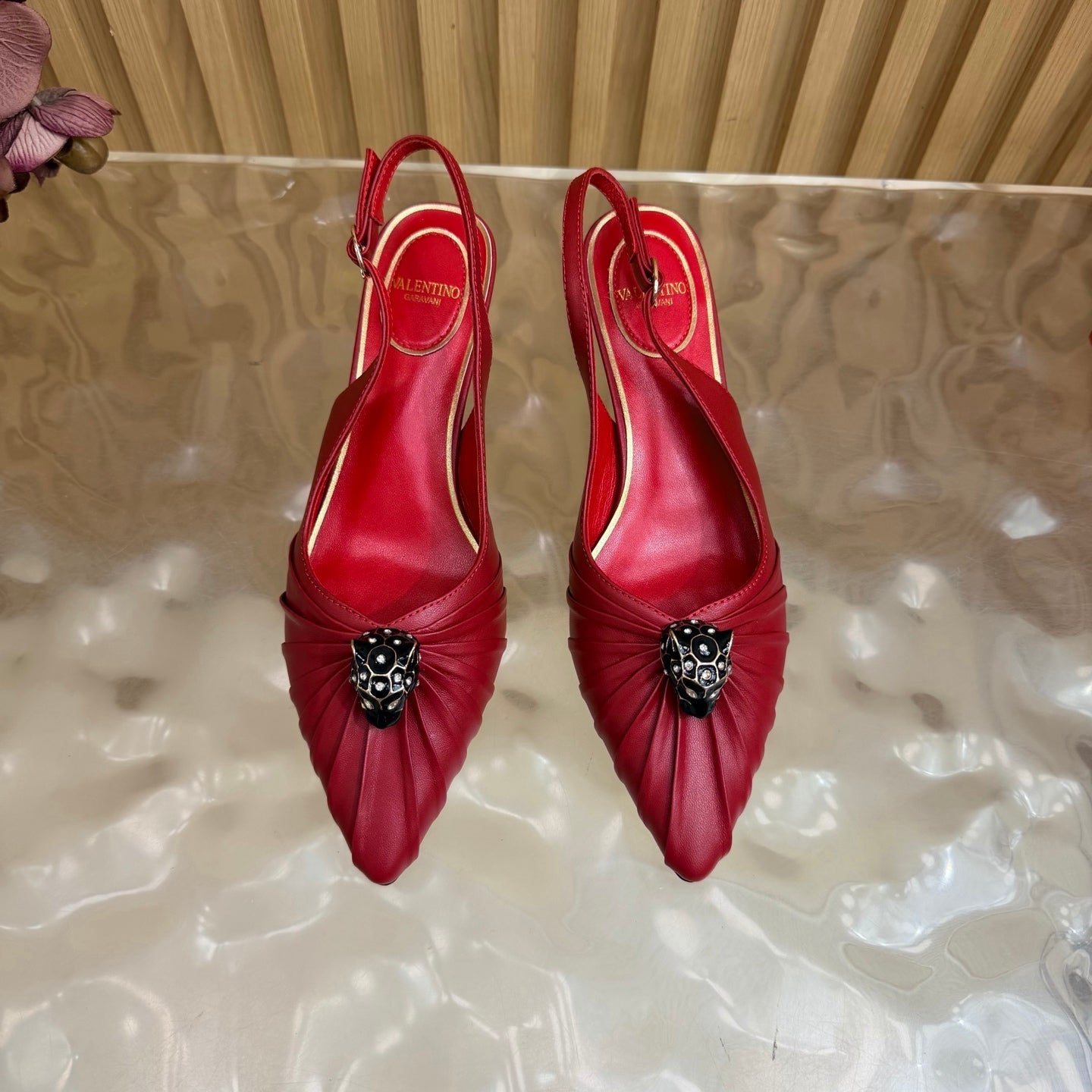 VALENTINO 26S SLINGBACK PUMPS 50 MM IN DARK RED CALFSKIN