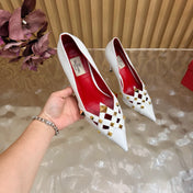VALENTINO 26S STUDDED POINTED TOE PUMPS 90 MM IN WHITE CALFSKIN