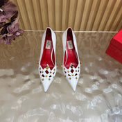 VALENTINO 26S STUDDED POINTED TOE PUMPS 90 MM IN WHITE CALFSKIN