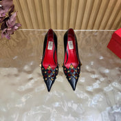 VALENTINO 26S STUDDED POINTED TOE PUMPS 90 MM IN BLACK CALFSKIN
