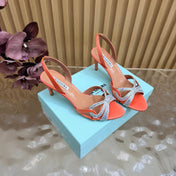 AQUAZZURA 26S HEELED SANDALS 75 MM IN ORANGE SATIN