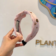 HAIRBAND WITH FLOWER PRINT IN BABY PINK SILK 398863