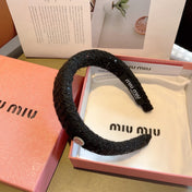 THICK HEADBAND IN BLACK TWEED EMBELLISHED SEQUINS 406047