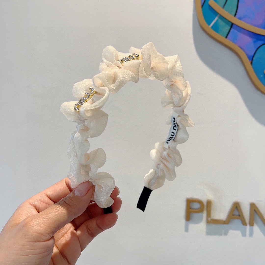 HEADBAND IN WHITE VOILE FABRIC 427317