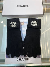 GLOVES IN BLACK CASHMERE WITH WHITE LOGO 405907