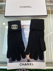GLOVES IN BLACK CASHMERE WITH WHITE LOGO 405907