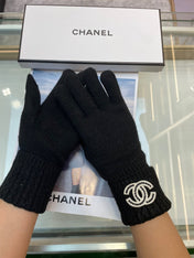 GLOVES IN BLACK CASHMERE WITH WHITE LOGO 405907