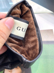 GLOVES IN BLACK LAMBSKIN AND FLEECE LINING 441830