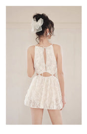 CC BIKINI SWIMSUIT SET IN WHITE LACE FABRIC 613726