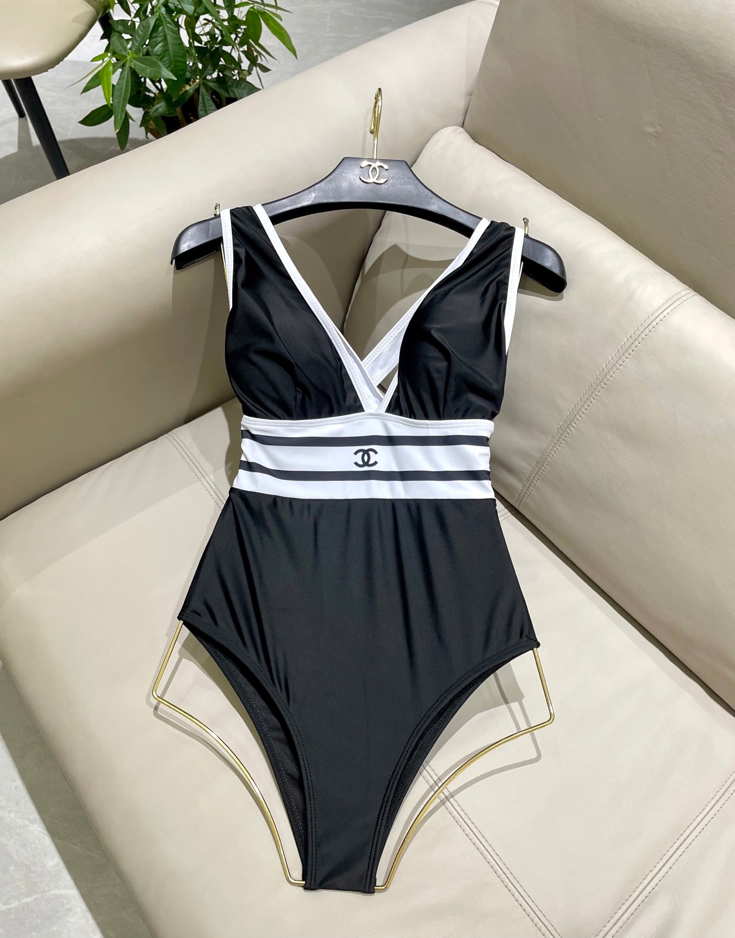 CC BIKINI SWIMSUIT SET BLACK WHITE 173343