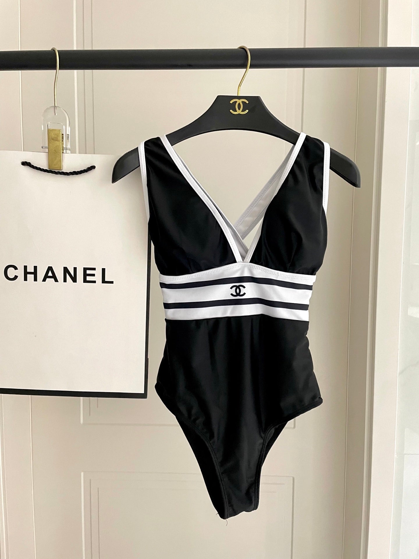 CC BIKINI SWIMSUIT SET BLACK WHITE 173343