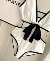 CC BIKINI SWIMSUIT SET IN WHITE AND BOW BLACK 622186
