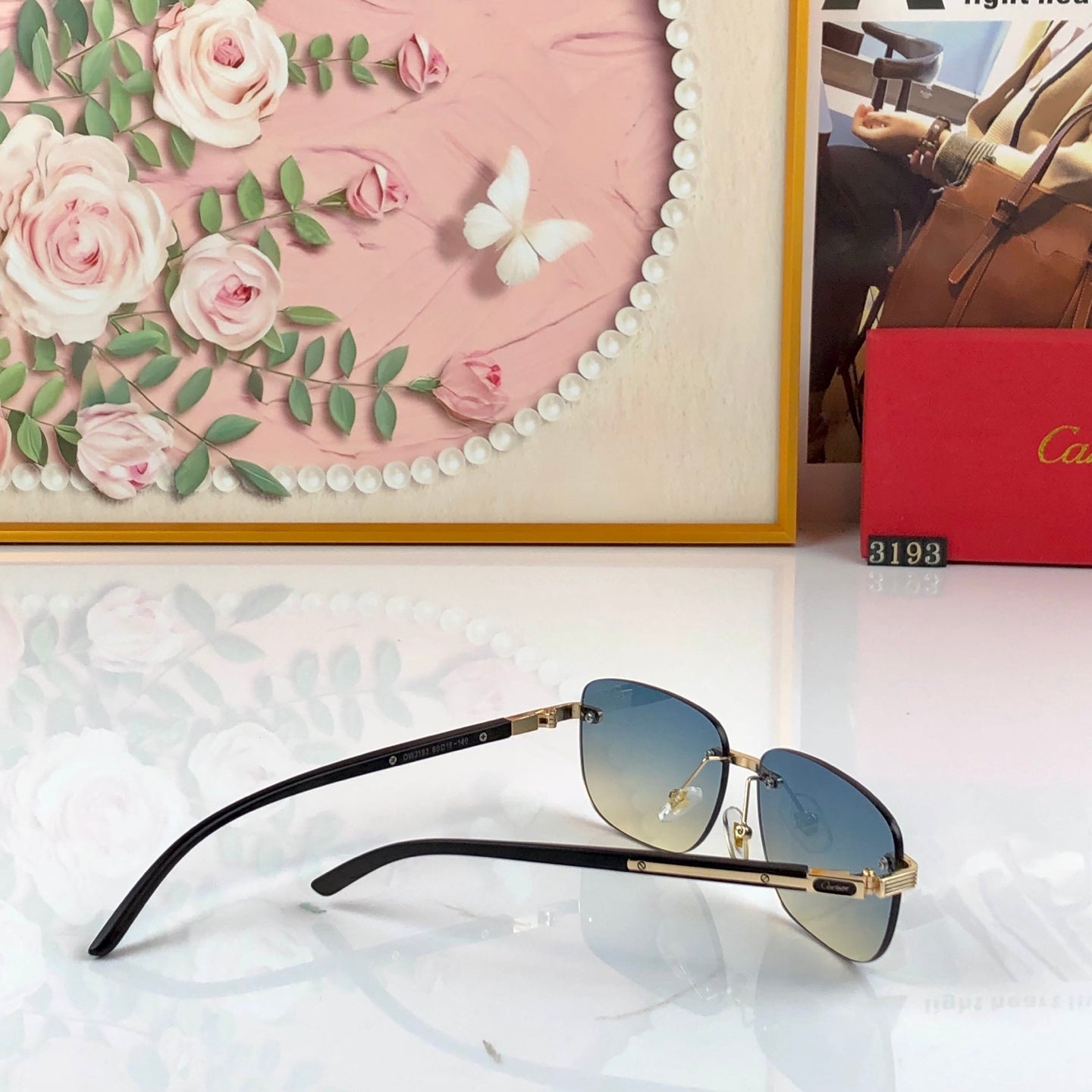 CARTIER 26S RIMLESS RECTANGULAR FRAME IN METAL 443441